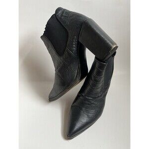 Shakuhachi Leather Chelsea Ankle Boots EU 37 Black Pointed Block Heel